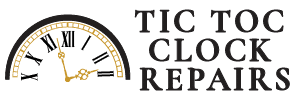 tic toc clock repairs bold black logo